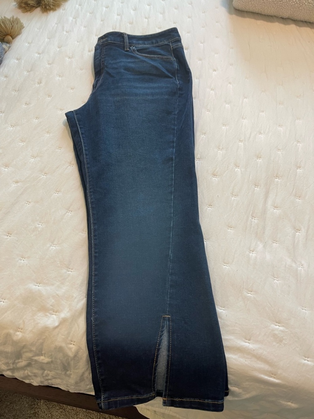 Time and Tru Women's Dark Blue Straight Leg Jeans with Back Slit